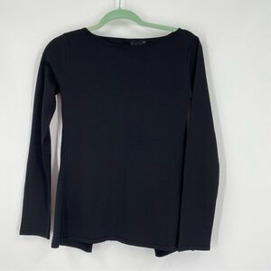 Network Women’s High Neck Slit Back Long Sleeve Knit Sweater Black Size XS